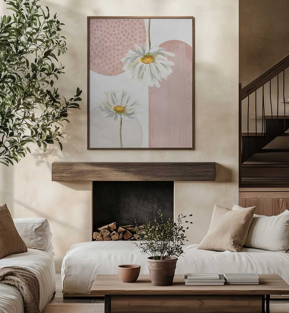 DAISY PINKS III , BOHO ART PAINTINGS
