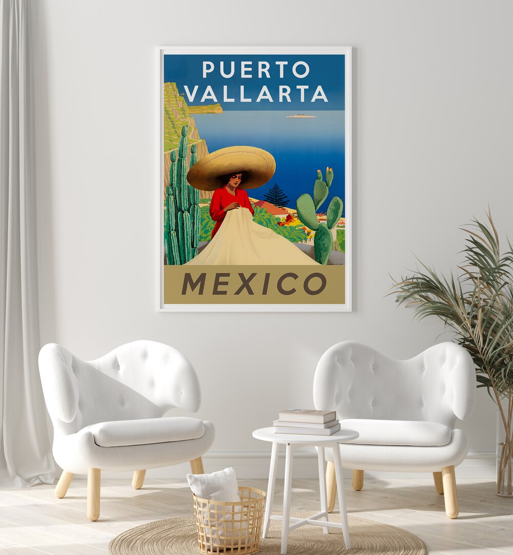 Vibrant MEXICO III, VINTAGE TRAVEL POSTERS showcasing Puerto Vallarta's charm and culture in stylish decor.