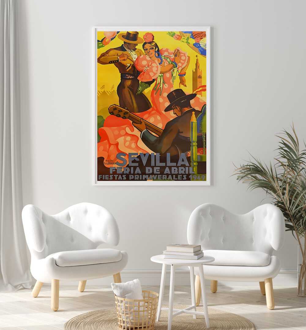 Colorful SEVILLA I, VINTAGE TRAVEL POSTERS capturing the essence of Spain's vibrant Feria de Abril celebration.