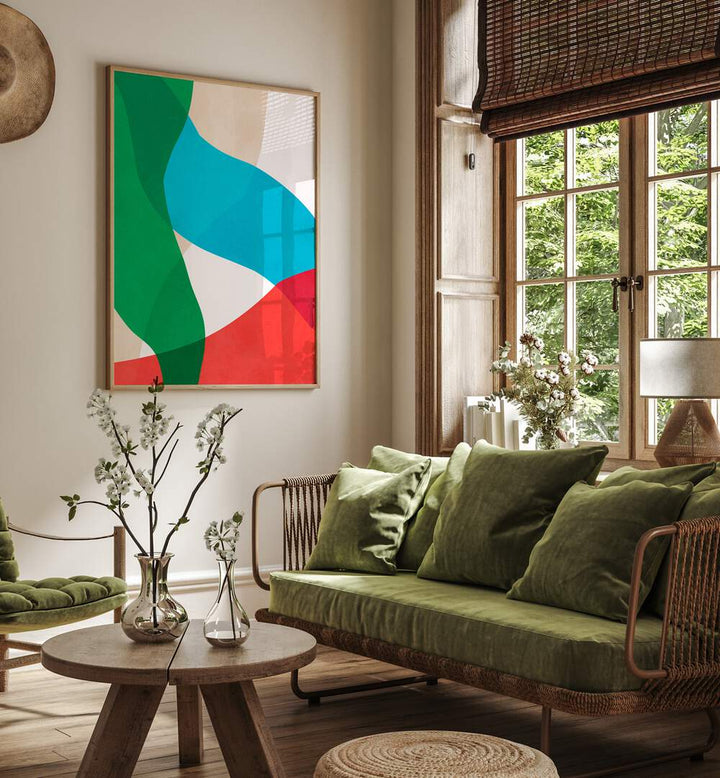 Brightly colored abstract artwork, EXPRESSIVE STROKES III, enhances creative spaces with vibrant brush strokes.