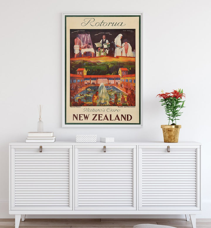Vintage travel poster showcasing the beauty of New Zealand, part of our NEW ZEALAND, VINTAGE TRAVEL POSTERS collection.