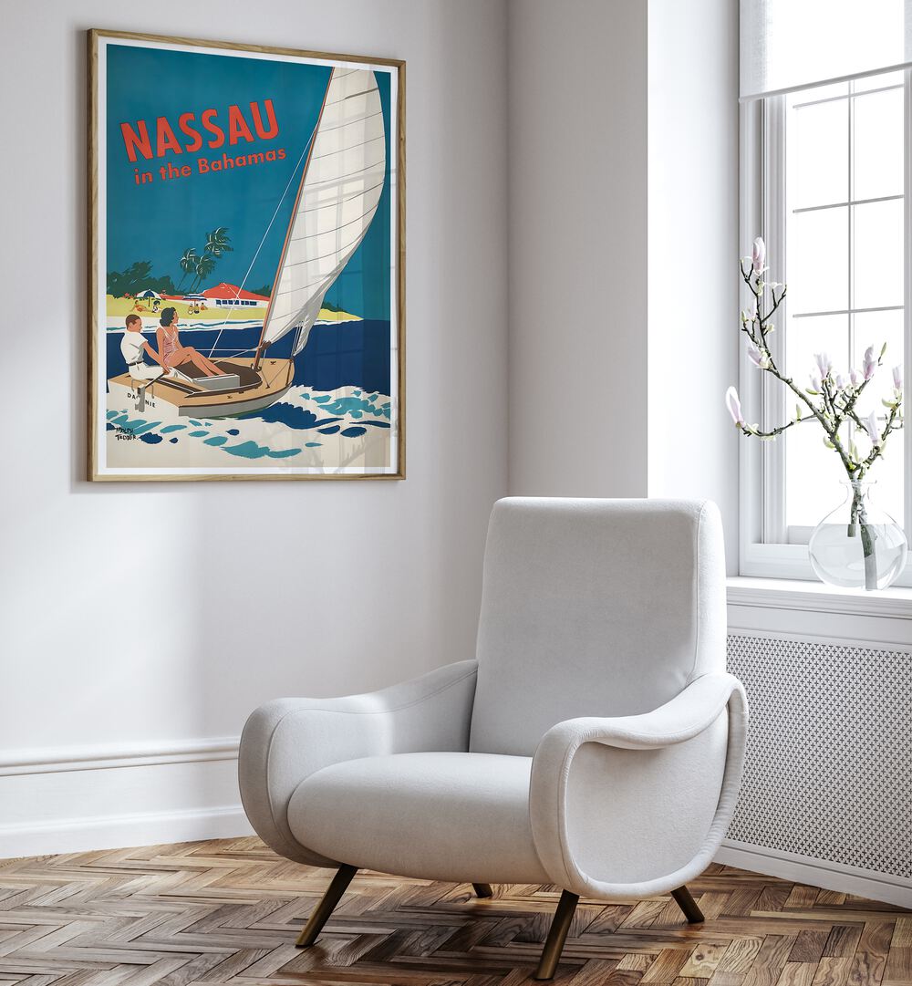 NASSAU I, VINTAGE TRAVEL POSTERS showcase a timeless sailing scene, perfect for evoking wanderlust in any space.
