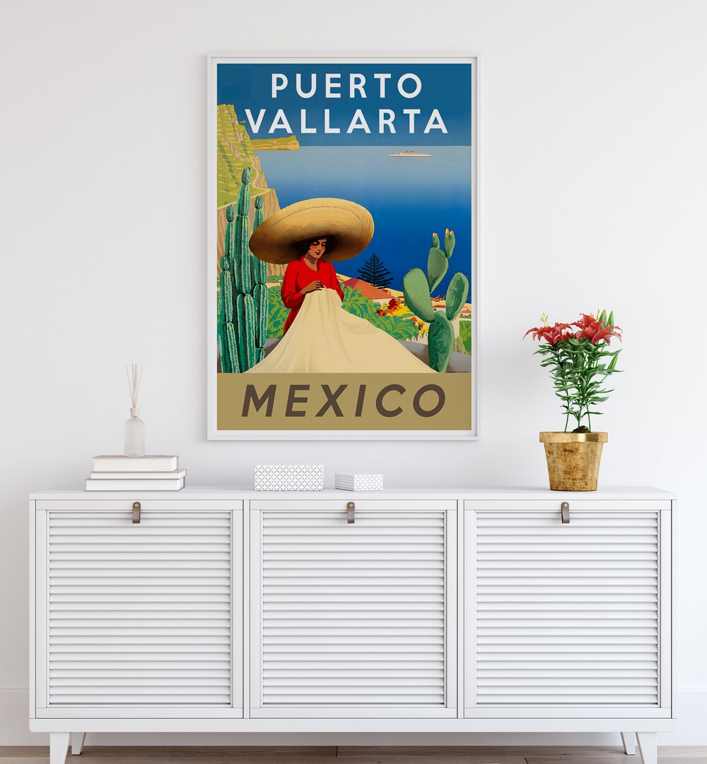 Vibrant MEXICO III, VINTAGE TRAVEL POSTERS showcasing Puerto Vallarta's beauty and culture, perfect for decor.