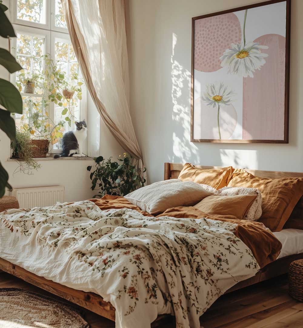 DAISY PINKS III , BOHO ART PAINTINGS