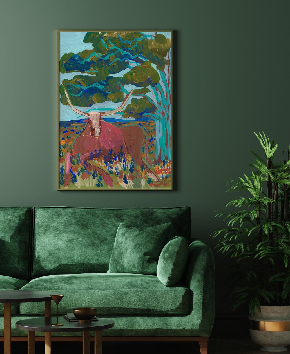 Vibrant TEXAS HILL COUNTRY LONGHORN , ANIMAL PAINTINGS by Eleanor Baker enhance your home decor beautifully.