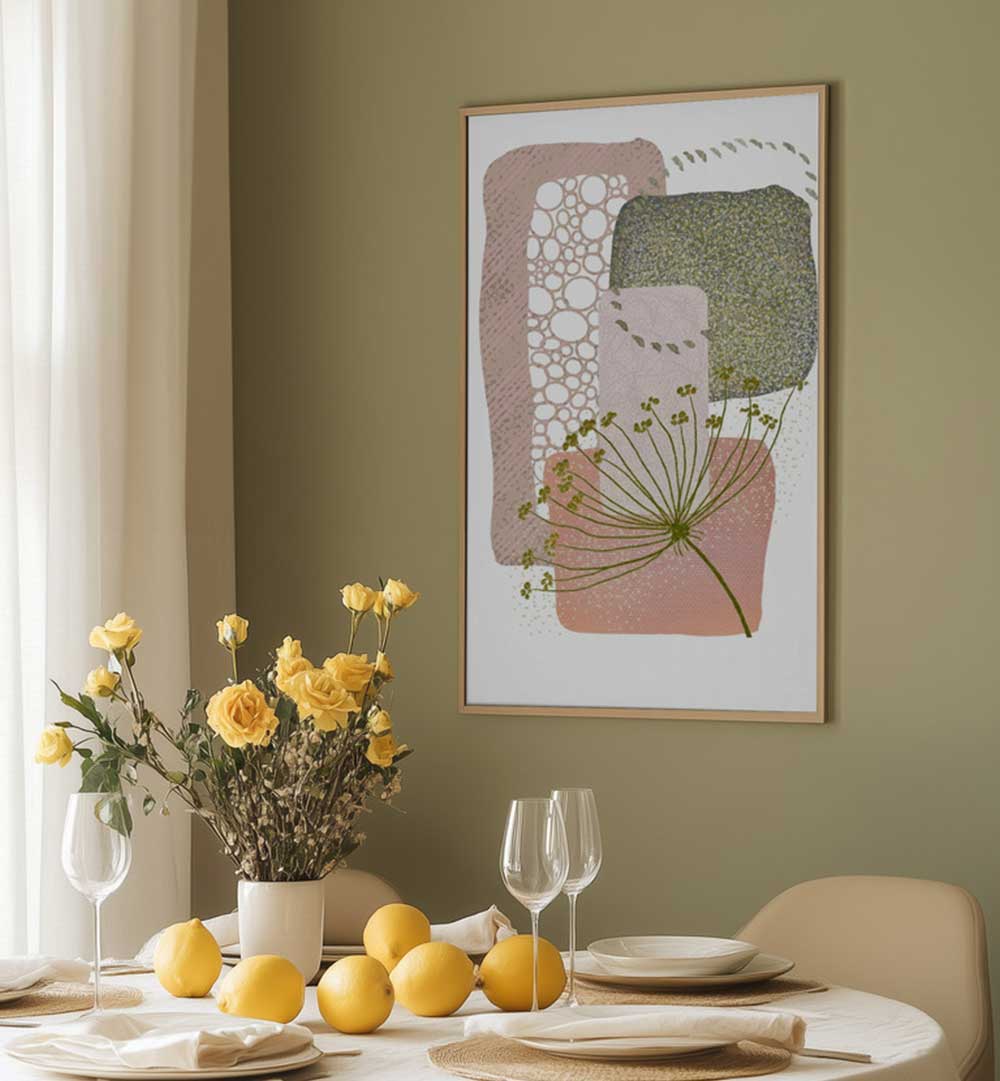 DELICATE PINK AND GREEN II , BOHO ART PAINTINGS
