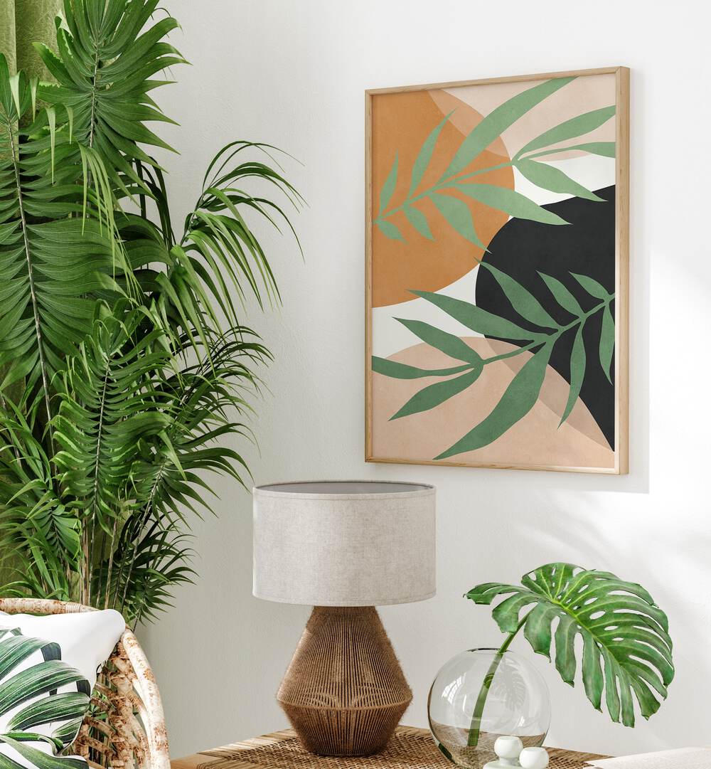 TROPICAL VI, BOHO ART PAINTINGS showcasing vibrant leaves, perfect for enhancing your home decor with nature's beauty.