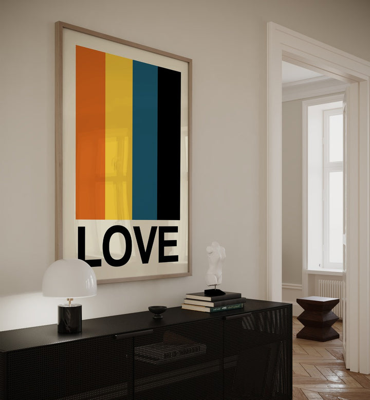 Vibrant RETRO STRIPE LOVE SUNDAZE, QUOTES poster adding nostalgic flair to modern decor, perfect for any space.
