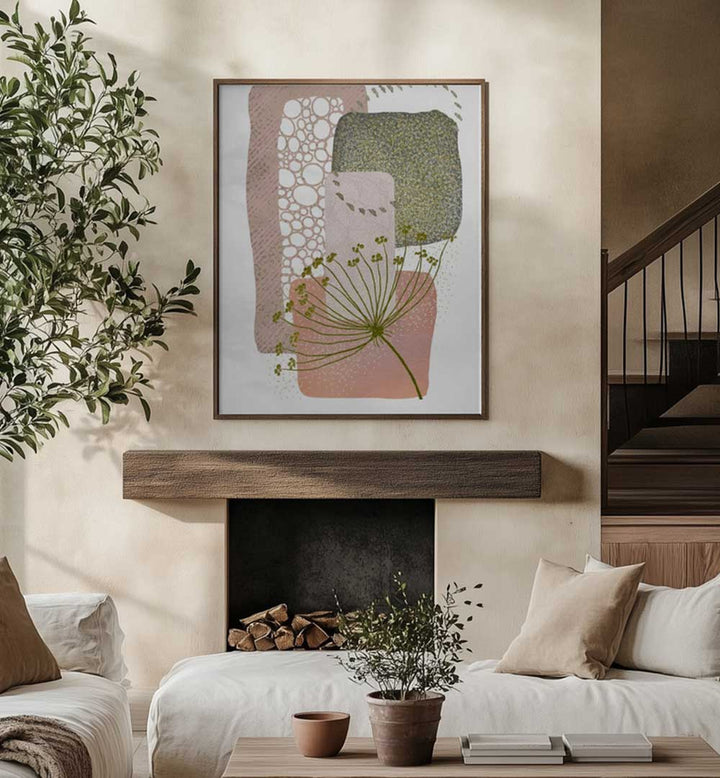 DELICATE PINK AND GREEN II , BOHO ART PAINTINGS