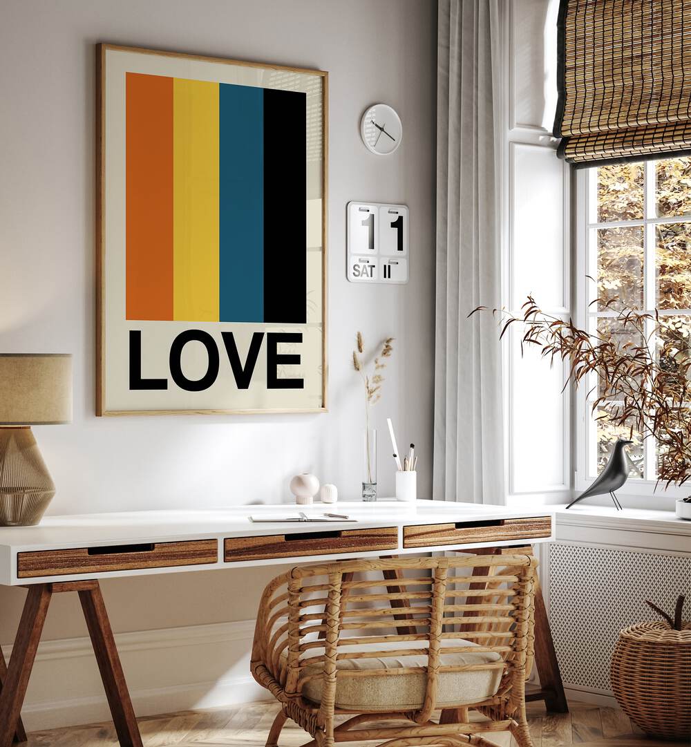 Vibrant RETRO STRIPE LOVE SUNDAZE, QUOTES poster adds nostalgic flair to any space, perfect for stylish decor.