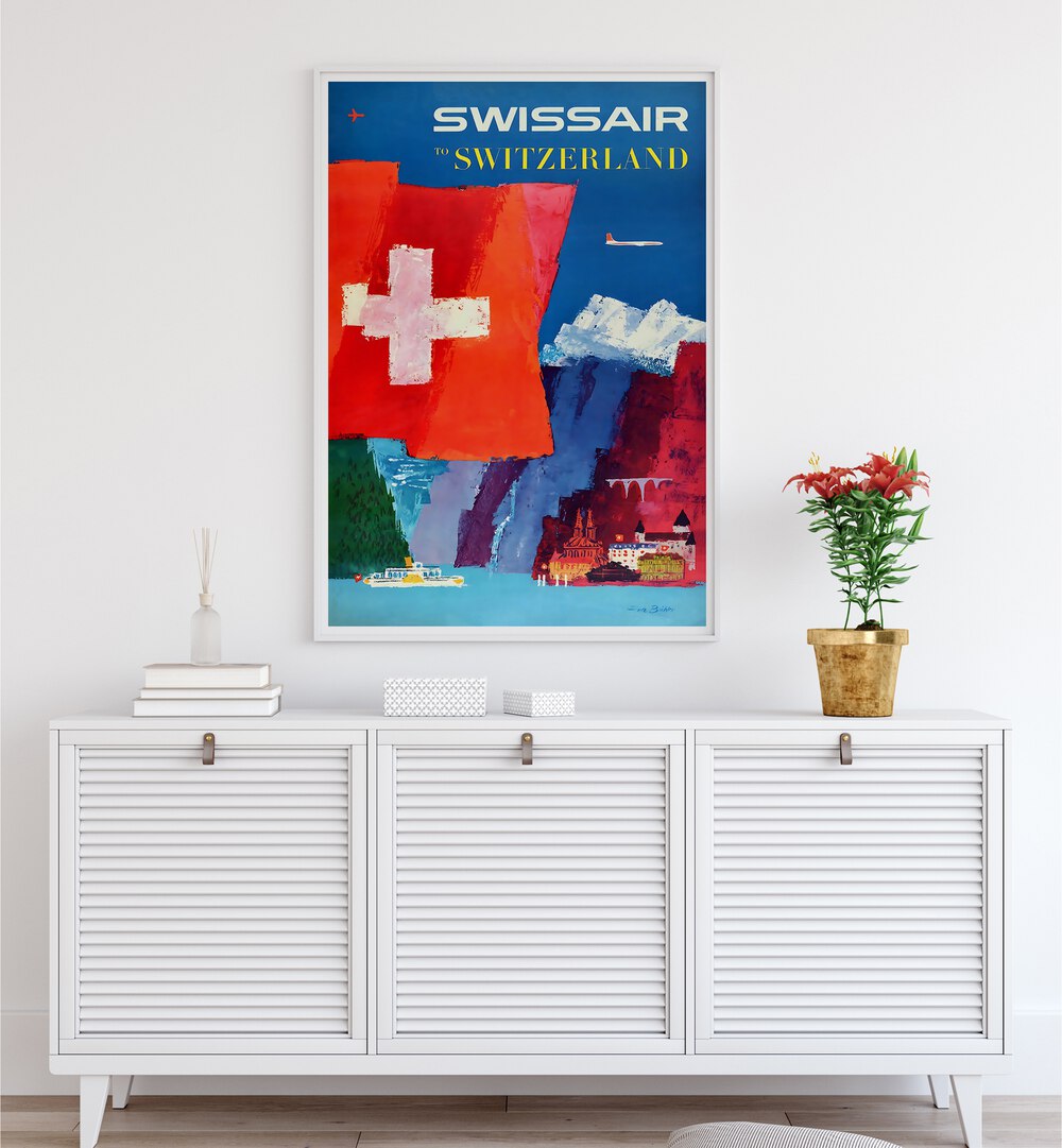 SWISSAIR Vintage Travel Posters showcase Switzerland’s beauty with vibrant colors and nostalgic designs.