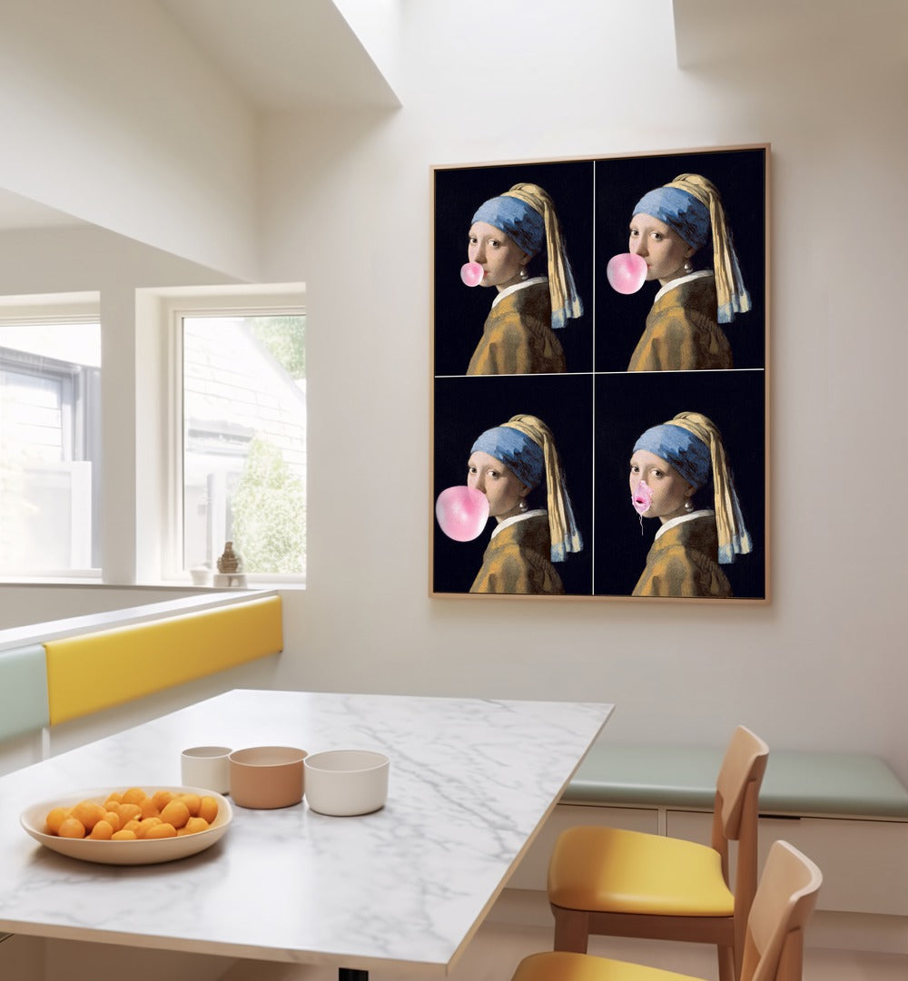 Stylish dining area featuring PEARL GUM EXPLOSION, ALTERED ART PRINTS by Dikhotomy, enhancing your home decor.