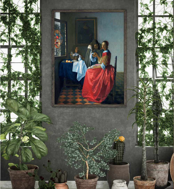 THE GIRL WITH GLASS  , VINTAGE PAINTINGS