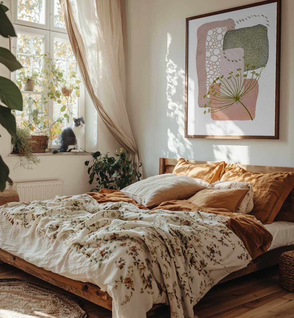 DELICATE PINK AND GREEN II , BOHO ART PAINTINGS