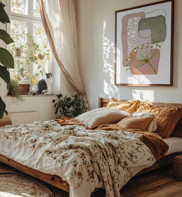 DELICATE PINK AND GREEN II , BOHO ART PAINTINGS