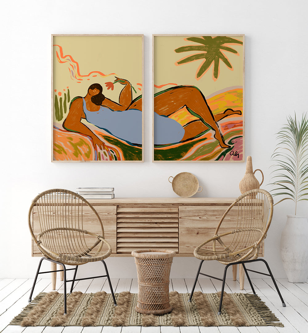 THE GOLDEN AFTERNOON , SET OF 2 PAINTINGS