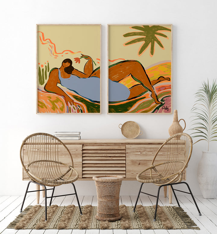THE GOLDEN AFTERNOON , SET OF 2 PAINTINGS