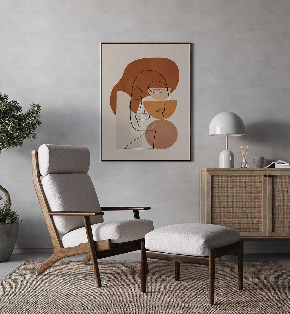 ABSTRACT CLAY FACES II , BOHO ART PAINTINGS