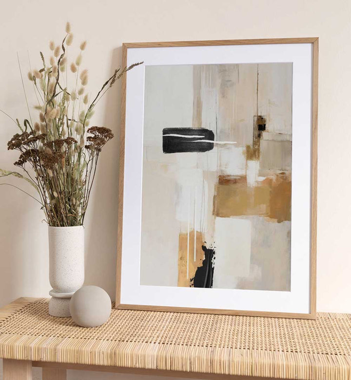 ABSTRACT IN BEIGE I , BOHO ART PAINTINGS