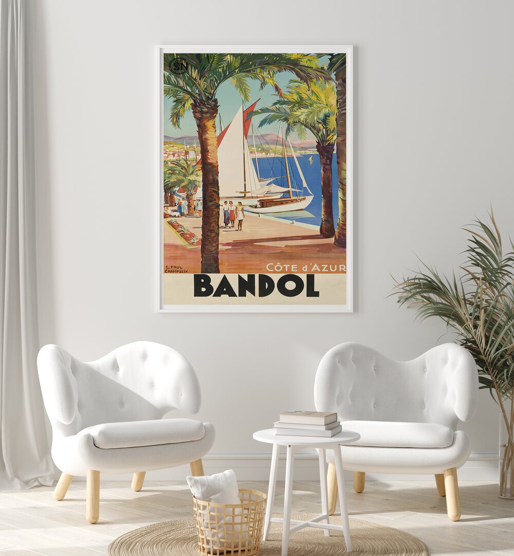 BANDOL, VINTAGE TRAVEL POSTERS showcase a stunning coastal scene, capturing nostalgia and artistry in your space.