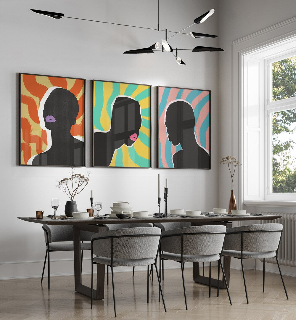 Enhance your decor with the COLOURFUL SYMPHONY SET, SET OF 3 PAINTINGS, showcasing vibrant art for any space.