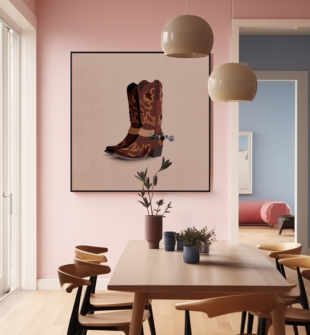 Stylish BOTLAR, COWBOY artwork by Emel Tunaboylu adds elegance to any modern space with its captivating design.