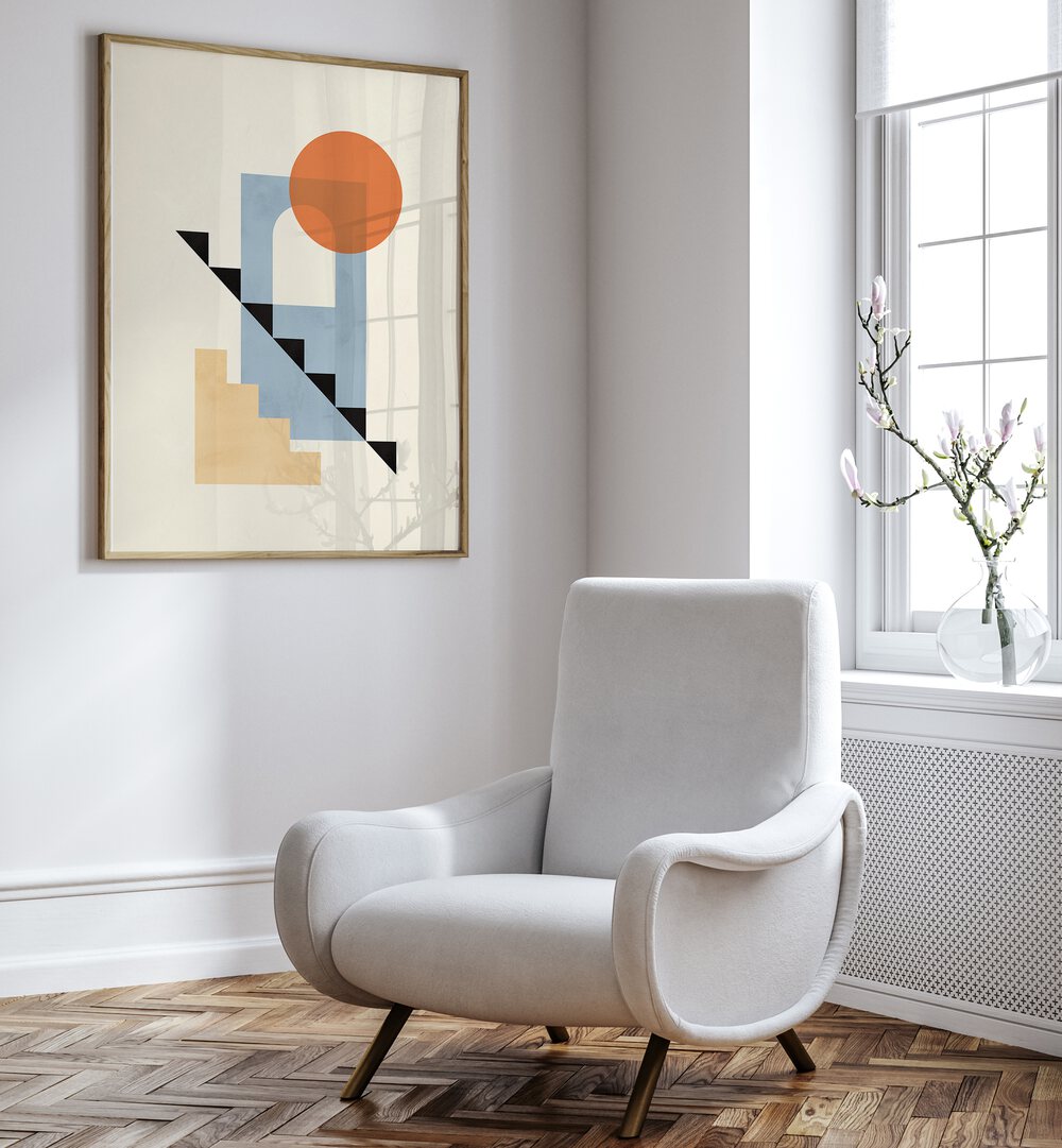 Modern decor featuring COMPOSITION III, BOHO ART PAINTINGS, enhances any space with geometric elegance.