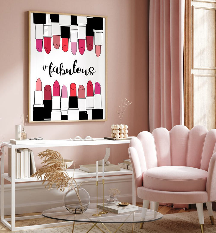 Elevate your decor with FABULOUS, FASHION POSTERS featuring chic lipstick artwork by Martina for a stylish touch.