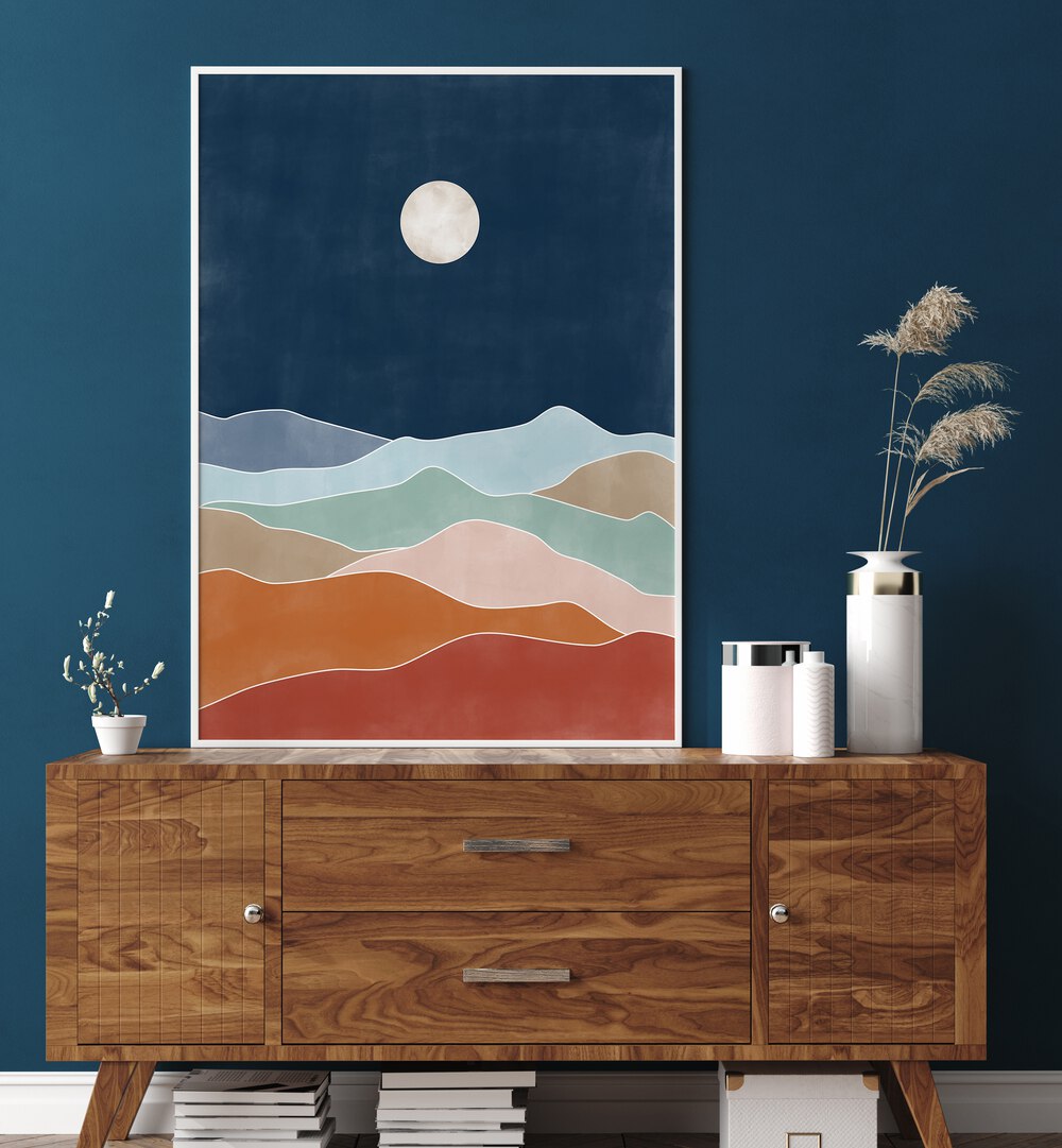 Elegant WOODEN STREET, LANDSCAPE PAINTINGS brighten the room with serene nature-inspired art by Elena Ristova.