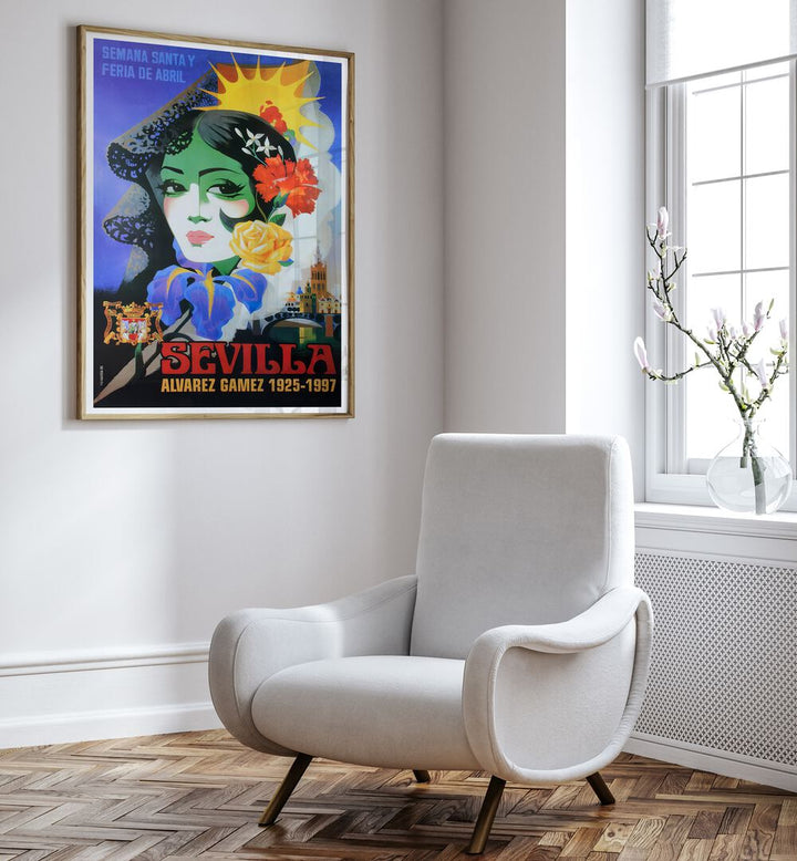 SEVILLA, VINTAGE TRAVEL POSTERS beautifully enhance your space with vibrant art capturing the essence of Spain's iconic city.