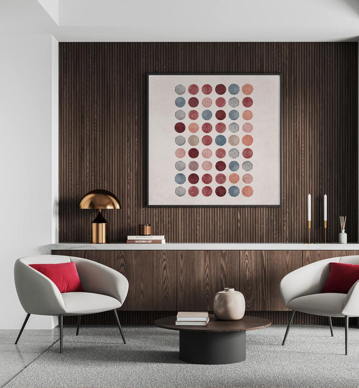 Vibrant WATERCOLOR DOTS, BOHO ART PAINTINGS enhance modern decor, showcasing Emel Tunaboylu's artistic flair.