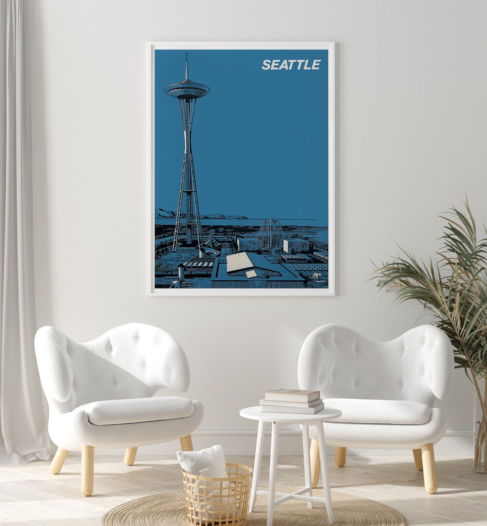 Stunning SEATTLE, VINTAGE TRAVEL POSTERS showcasing the iconic Space Needle, perfect for any home decor.
