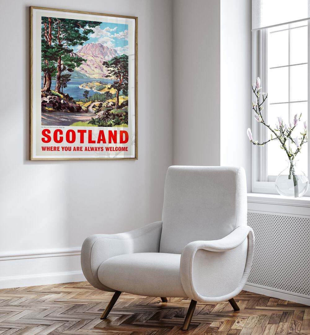 Stylish SCOTLAND I, VINTAGE TRAVEL POSTERS enhance your home with captivating landscapes and Scottish charm.