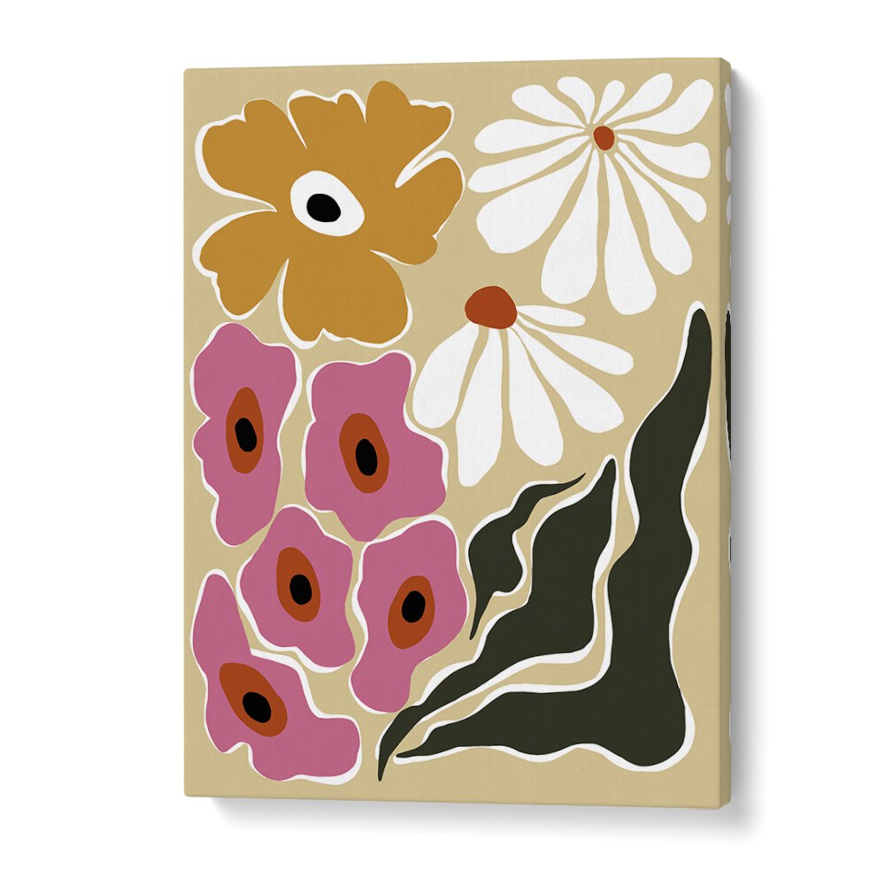 70's Retro Garden, Botanical Art Paintings Artwork in Gallery Wrap