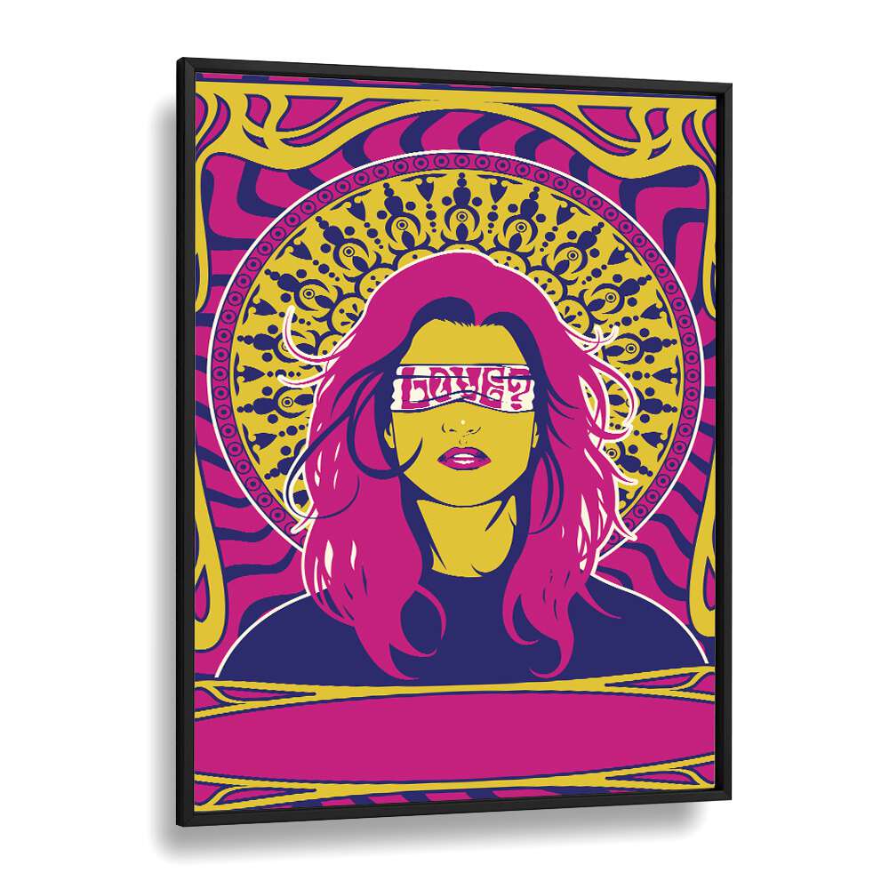 Vibrant 70's Woman Series I pop art painting in a sleek black frame, perfect for elevating your space.