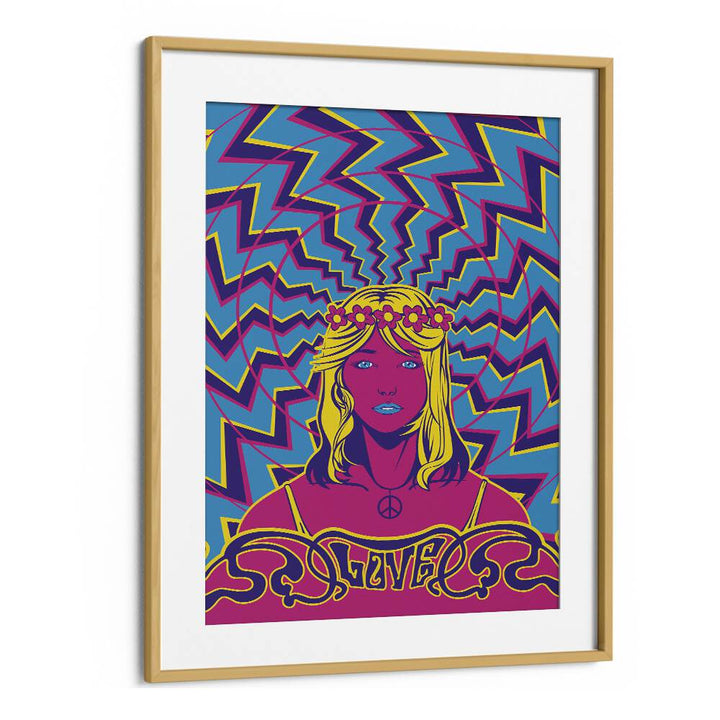 Vibrant 70'S WOMAN SERIES II, POP ART PAINTINGS captures the essence of the 1970s in a stunning oak frame.