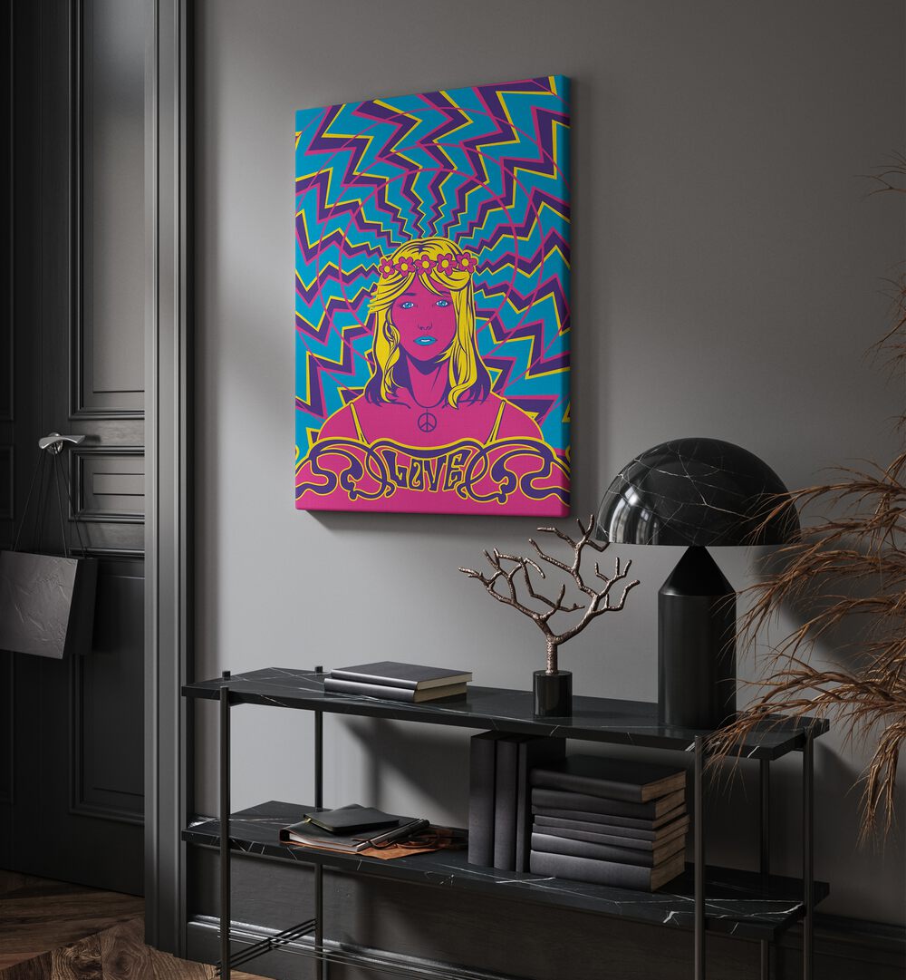 Vibrant 70'S WOMAN SERIES II, POP ART PAINTINGS showcasing 1970s spirit, perfect for art lovers’ collections.