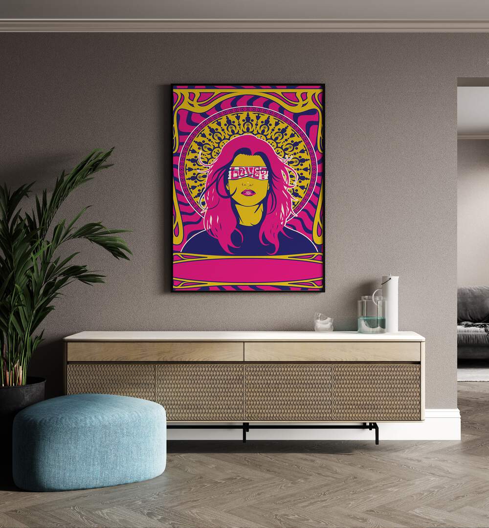 Vibrant 70'S WOMAN SERIES I, POP ART PAINTINGS showcasing bold colors and 1970s essence to elevate your space.