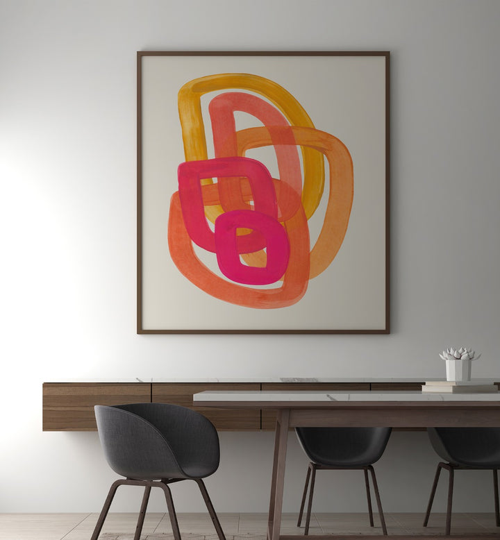 Vibrant 70's Spiral abstract paintings by Ejaaz Haniff, perfect for adding retro charm to your space.