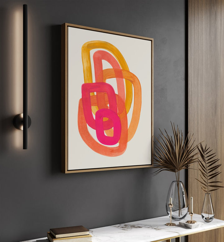 Colorful 70's Spiral, abstract paintings by Ejaaz Haniff, perfect for adding retro charm to your home decor.