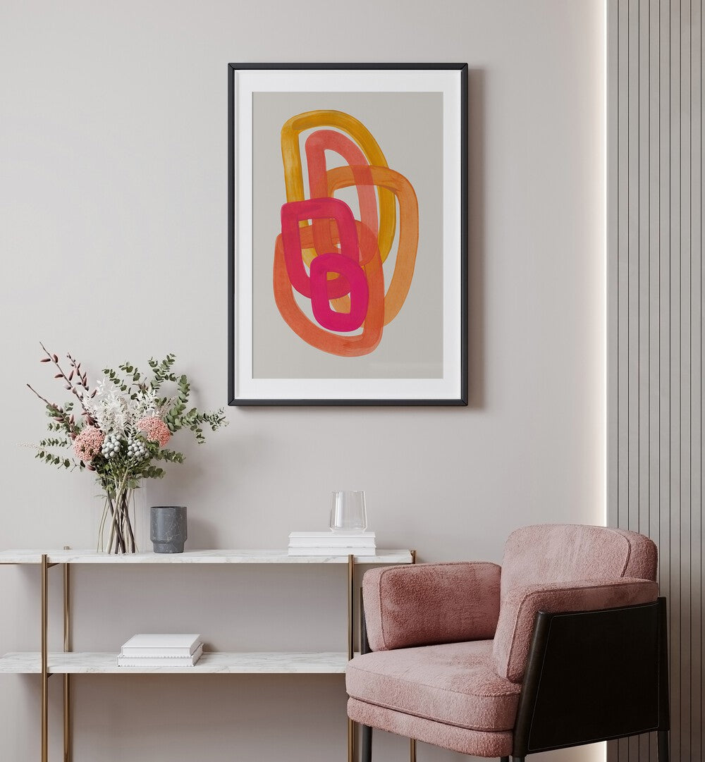 Colorful 70's Spiral, Abstract Paintings by Ejaaz Haniff, perfect for adding retro charm to your home decor.