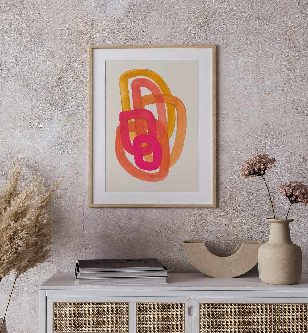 Colorful 70'S SPIRAL, ABSTRACT PAINTINGS by Ejaaz Haniff enhance modern decor with vibrant retro charm.
