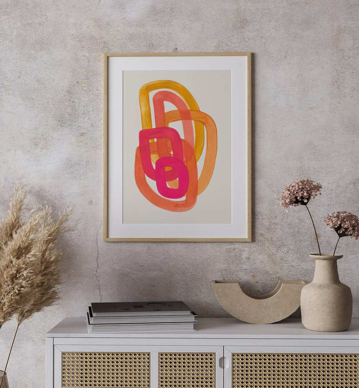 Colorful 70'S SPIRAL, ABSTRACT PAINTINGS by Ejaaz Haniff enhance modern decor with vibrant retro charm.