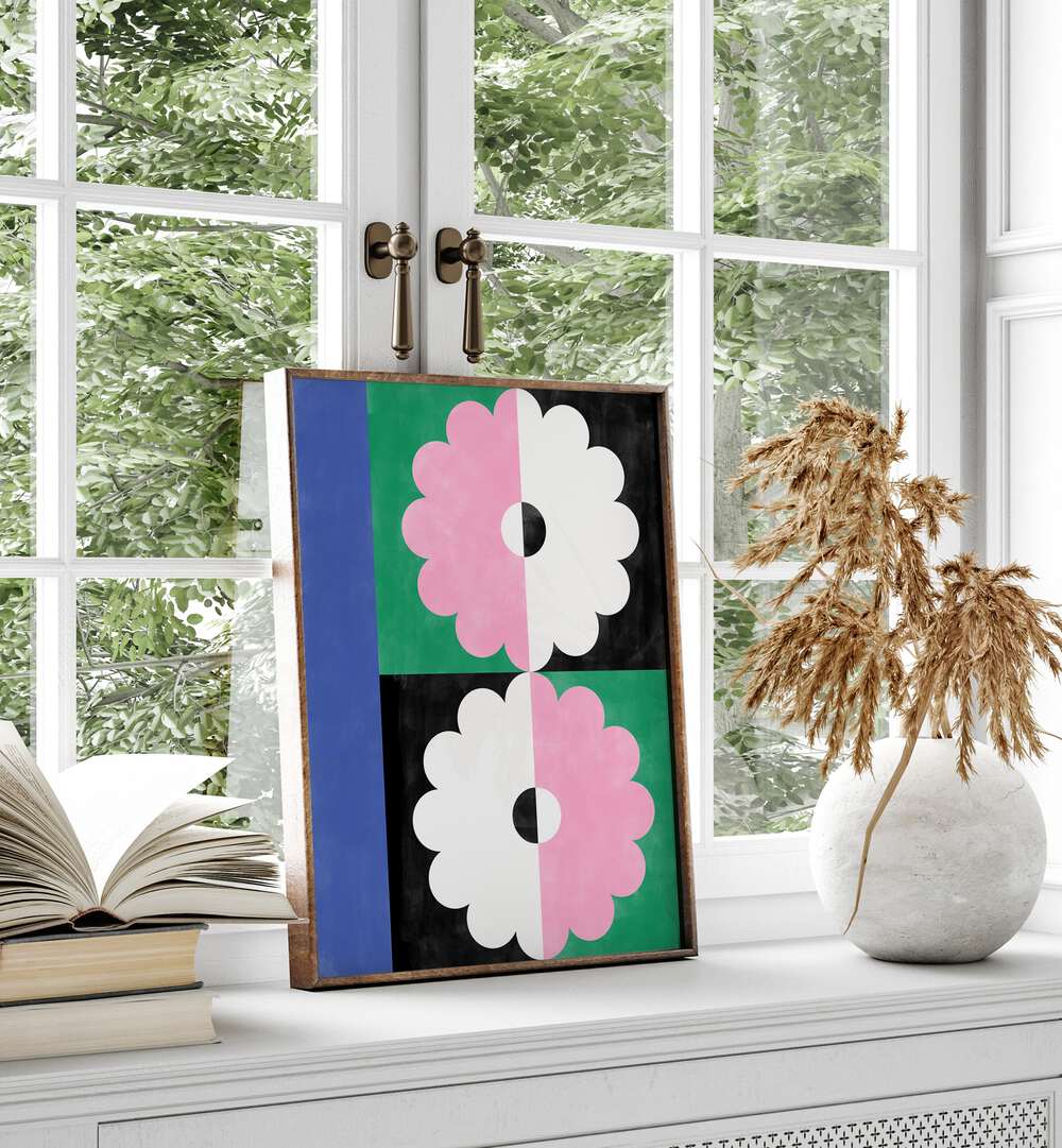 Twin Flower, floral flower paintings by Elena Ristova, enhancing spaces with vibrant botanical art prints.