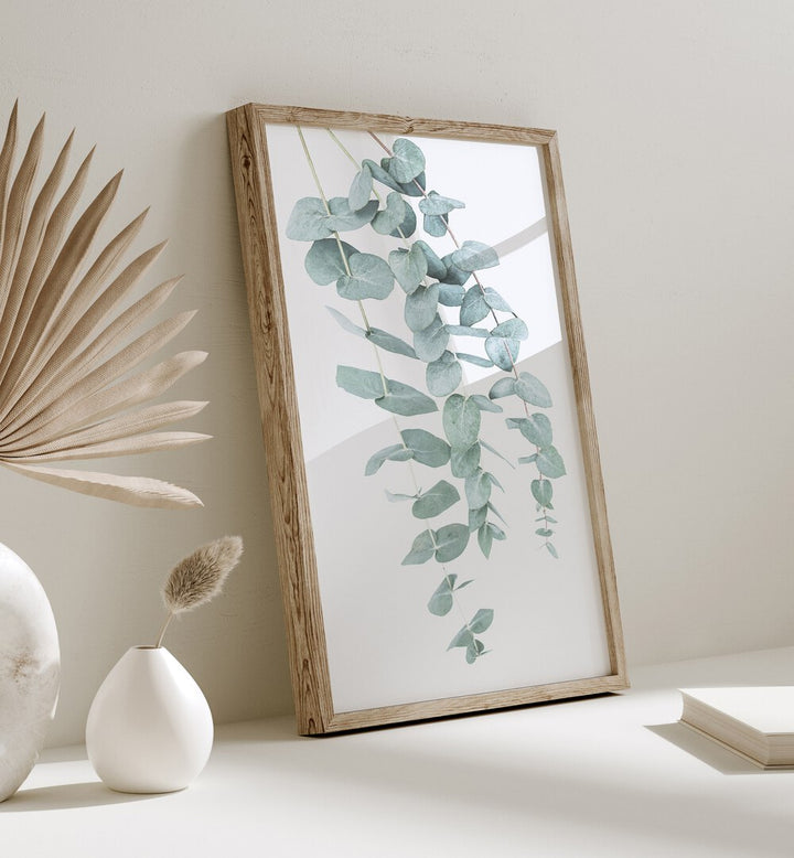 EUCALYPTUS I, FLORAL FLOWER PAINTINGS showcase a serene eucalyptus print to enhance your living space beautifully.