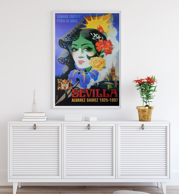 Colorful SEVILLA, VINTAGE TRAVEL POSTERS capturing the essence of Spain's vibrant culture, perfect for home decor.