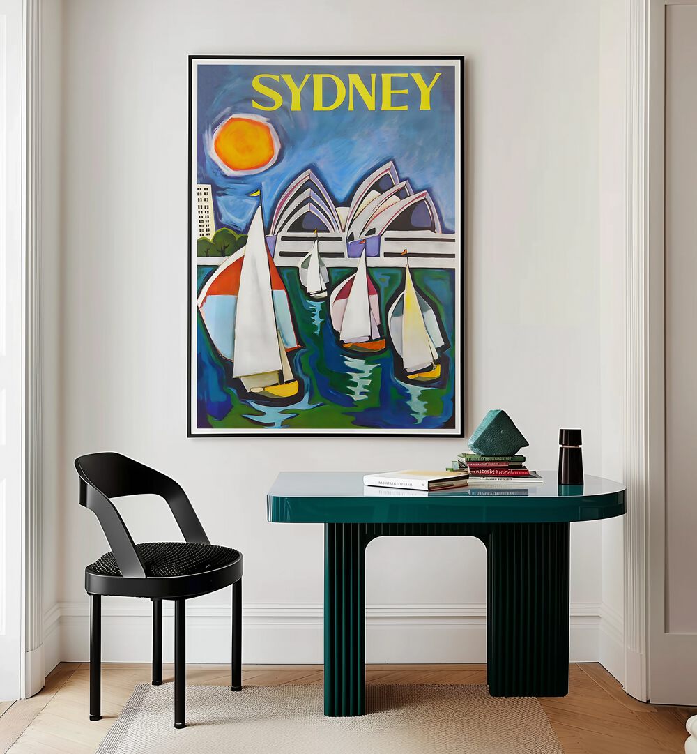 Bright SYDNEY, VINTAGE TRAVEL POSTERS showcasing iconic landmarks, perfect for stylish home or office decor.