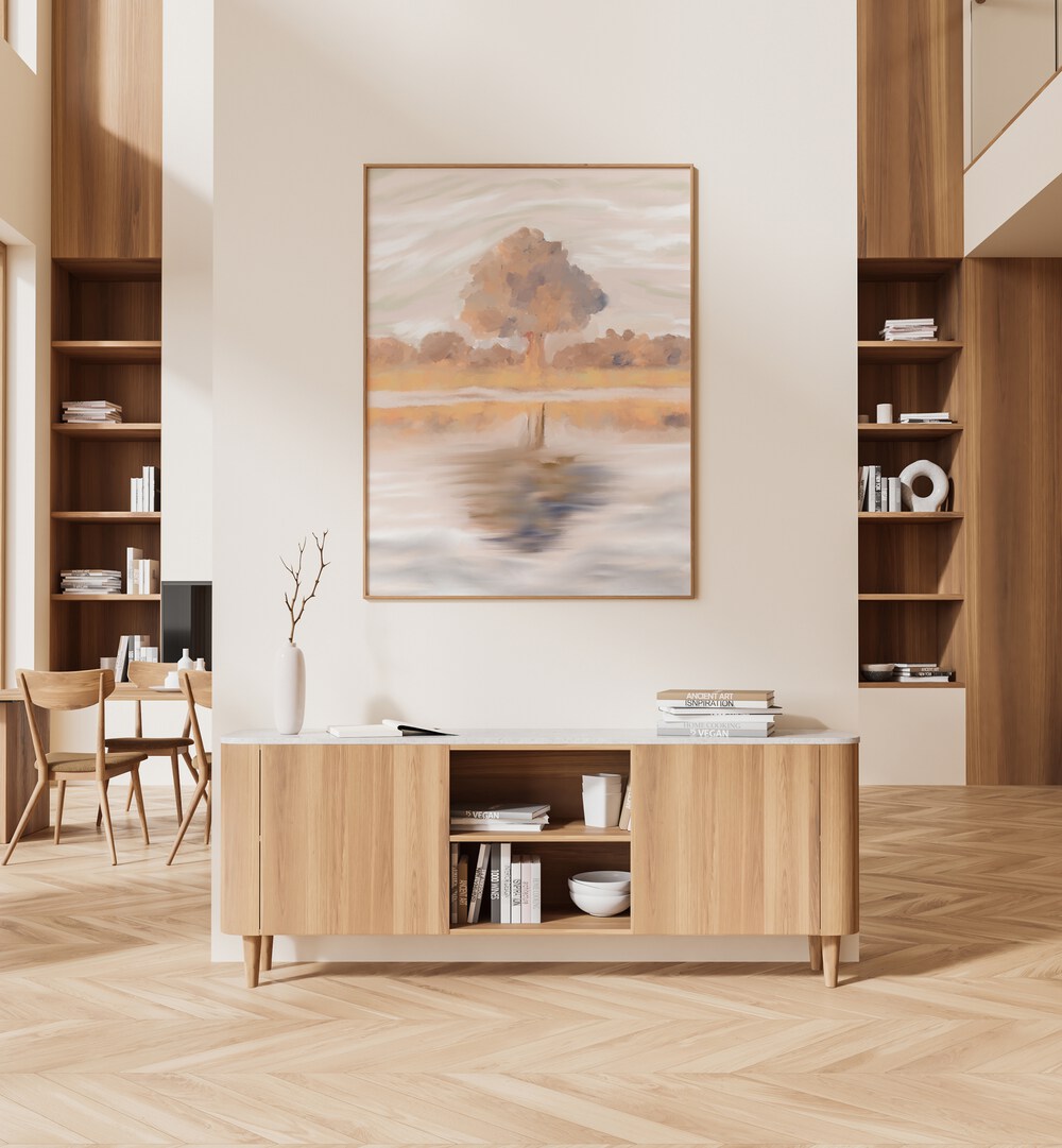 Sovereign Reflections, landscape paintings showcasing the serene beauty of the Jackalberry Tree in a modern setting.