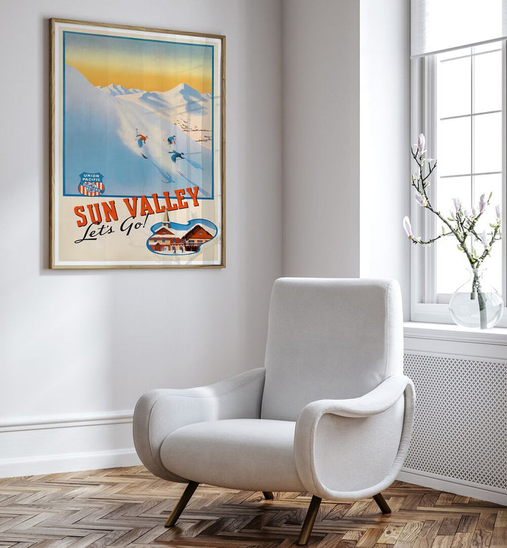 Discover SUN VALLEY, VINTAGE TRAVEL POSTERS, capturing the scenic beauty and charm of this iconic destination.