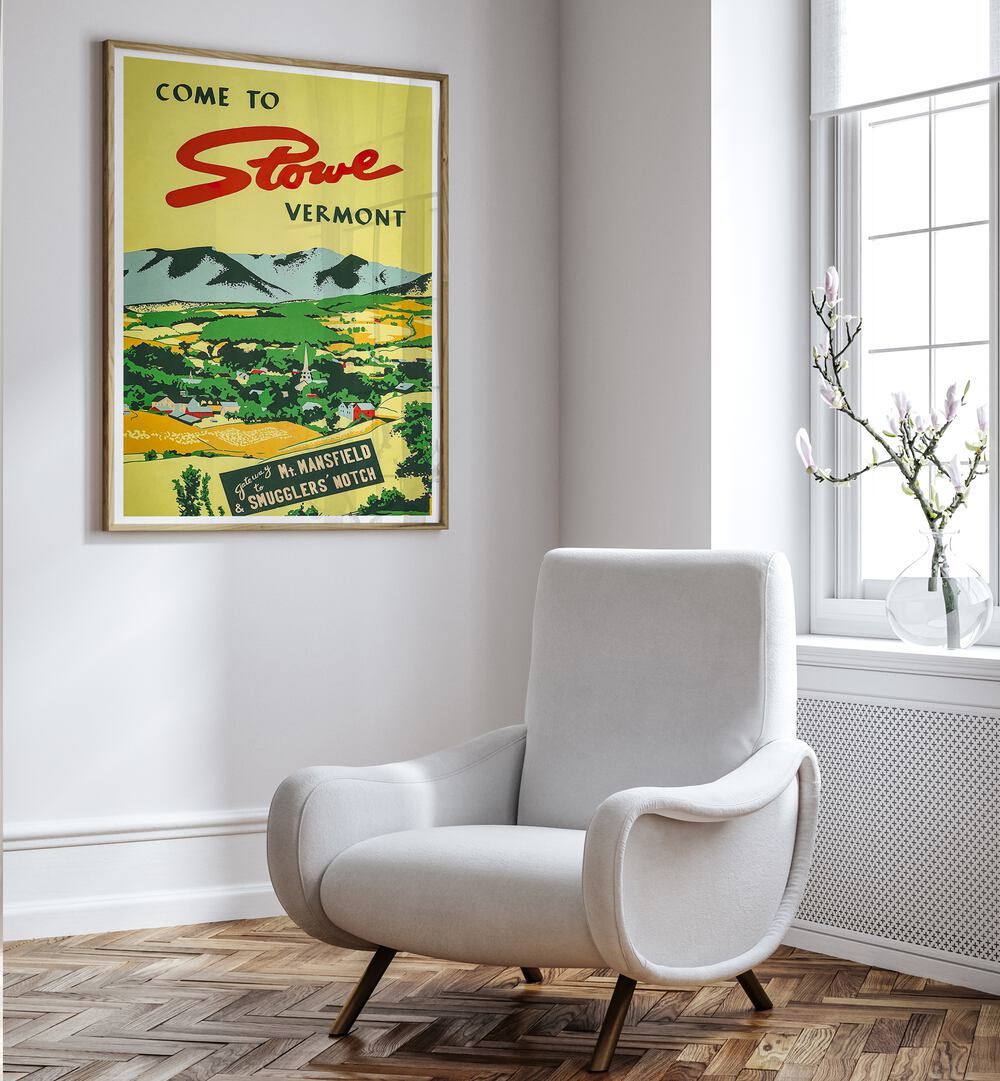 Stunning VERMONT, VINTAGE TRAVEL POSTERS featuring picturesque landscapes, perfect for home or office decor.